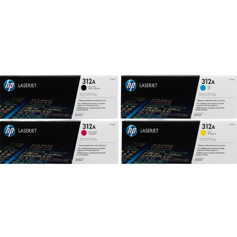 HP 312A Full Set | HP Laser Toner Cartridges – Black, Cyan, Yellow, Magenta